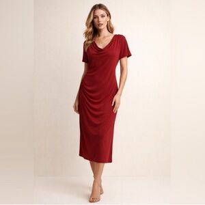Zara Deep Red Midi Dress